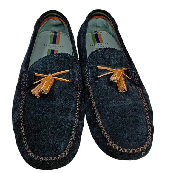 Ted Baker London Urbonn Navy Suede Leather‎ Tassel Driver Loafers main image 11